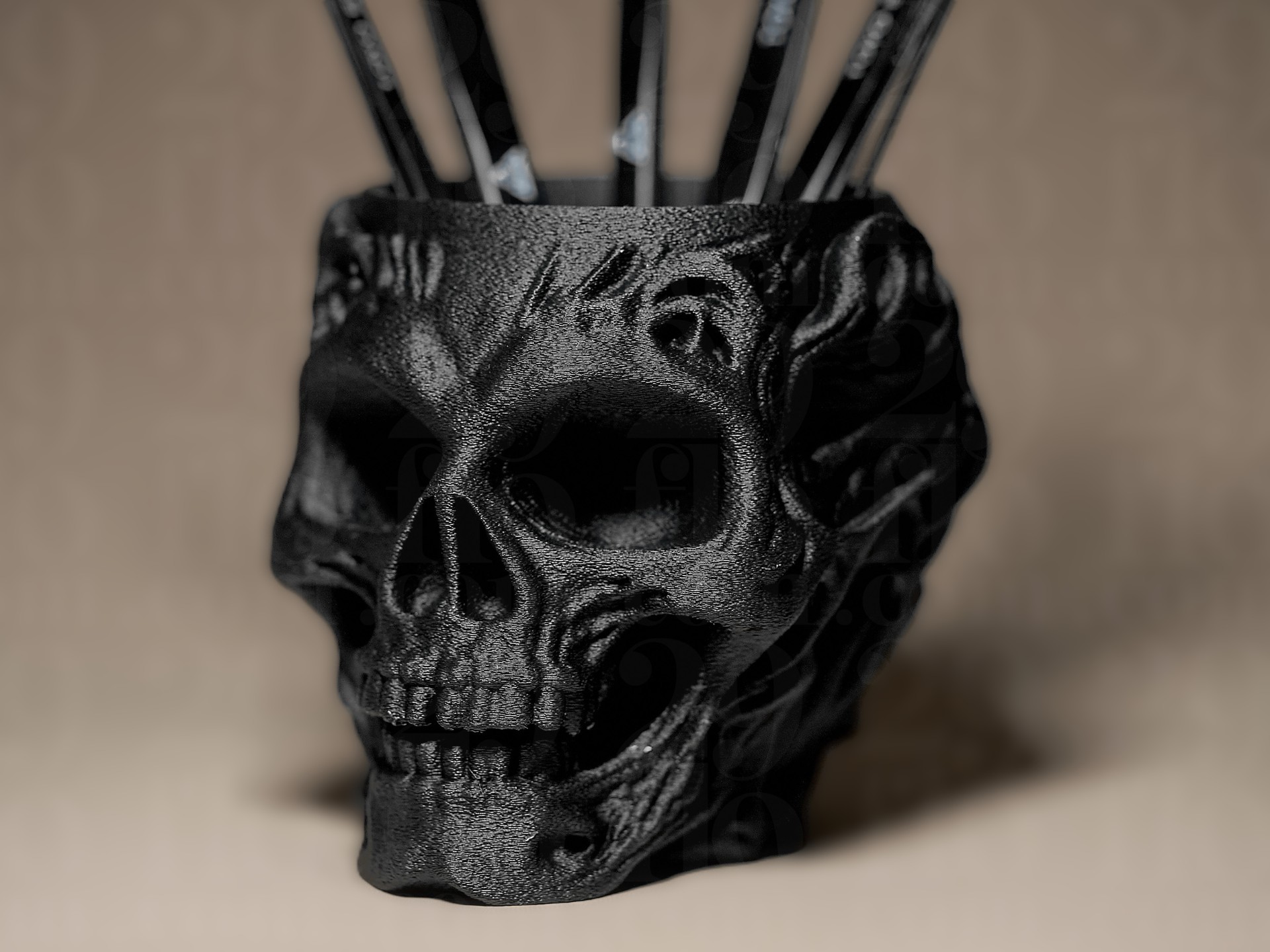 Настільний 3D-органайзер «Skull Art» — Готична підставка для інструментів та канцелярії - Зображення 3